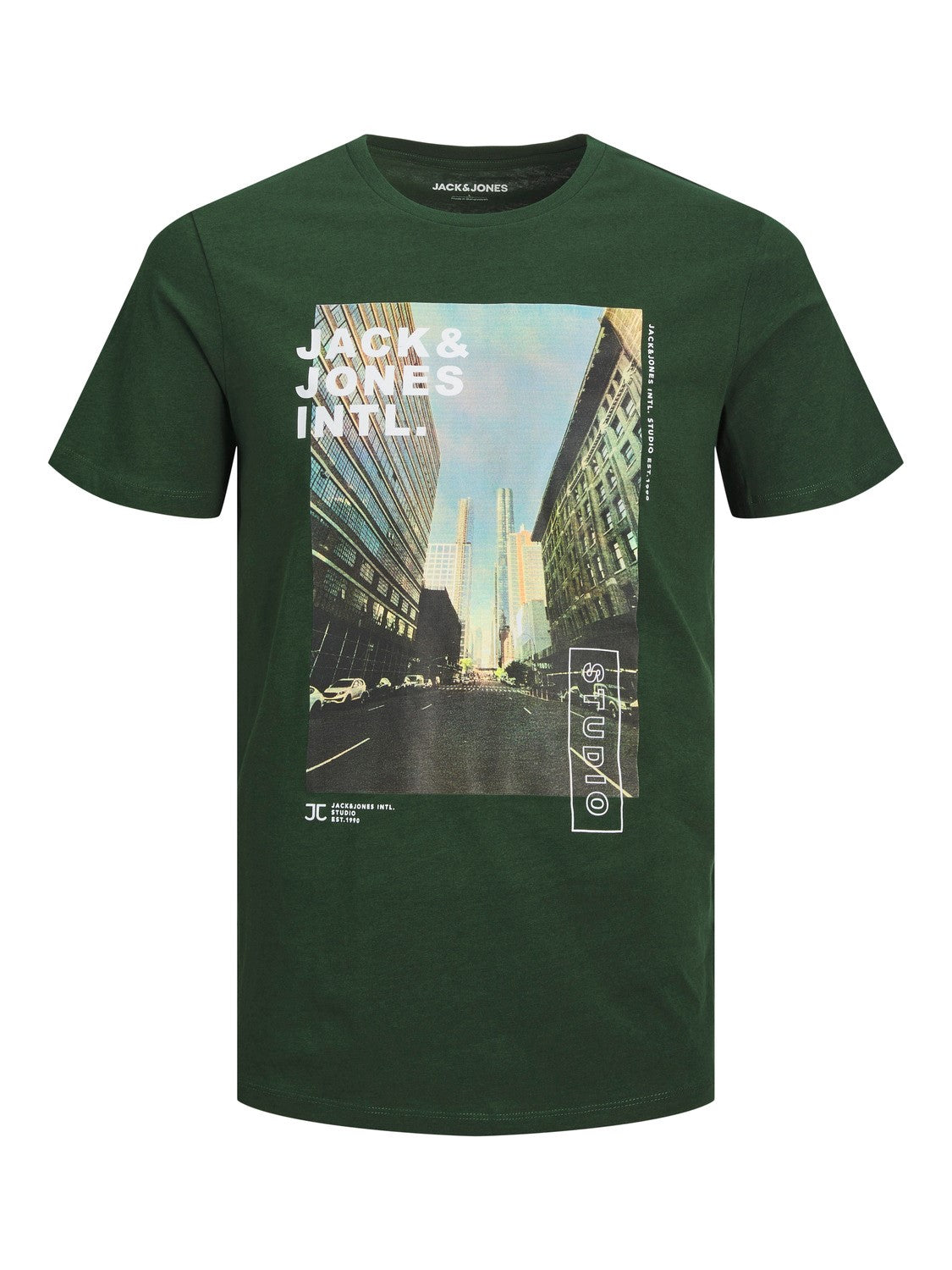 T-shirt vert imprimé Jack&Jones pour homme
