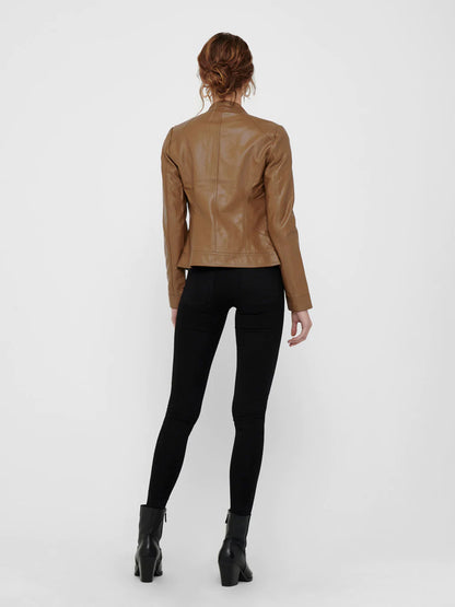 Brown faux leather jacket ONLY for women