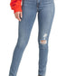 Jeans Levi's 721 filiforme bleu avec trous pour femme
