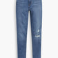 Jeans Levi's 721 filiforme bleu avec trous pour femme