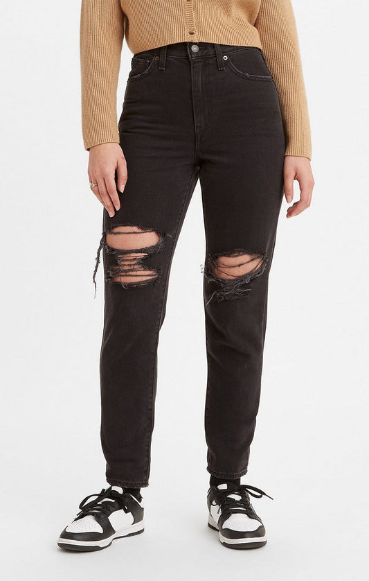 Mom jeans Levi's noir avec trous pour femme