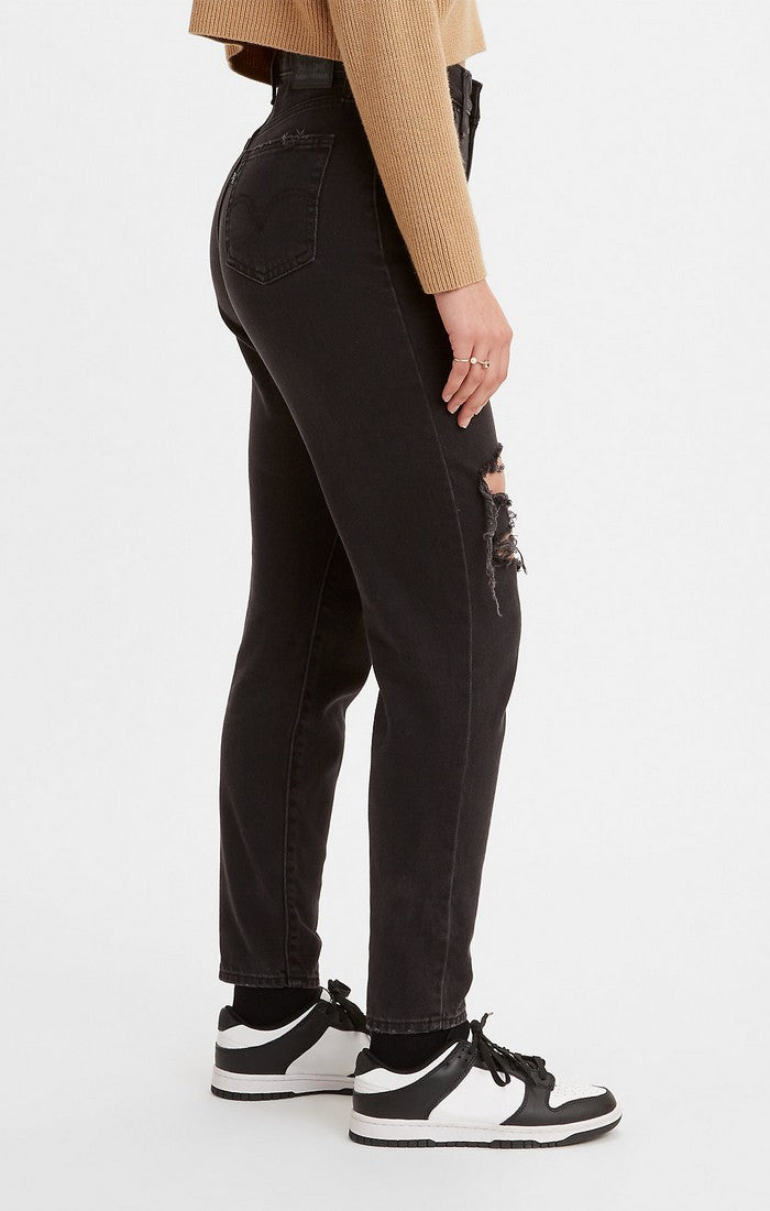 Women's Levi's black mom jeans with holes