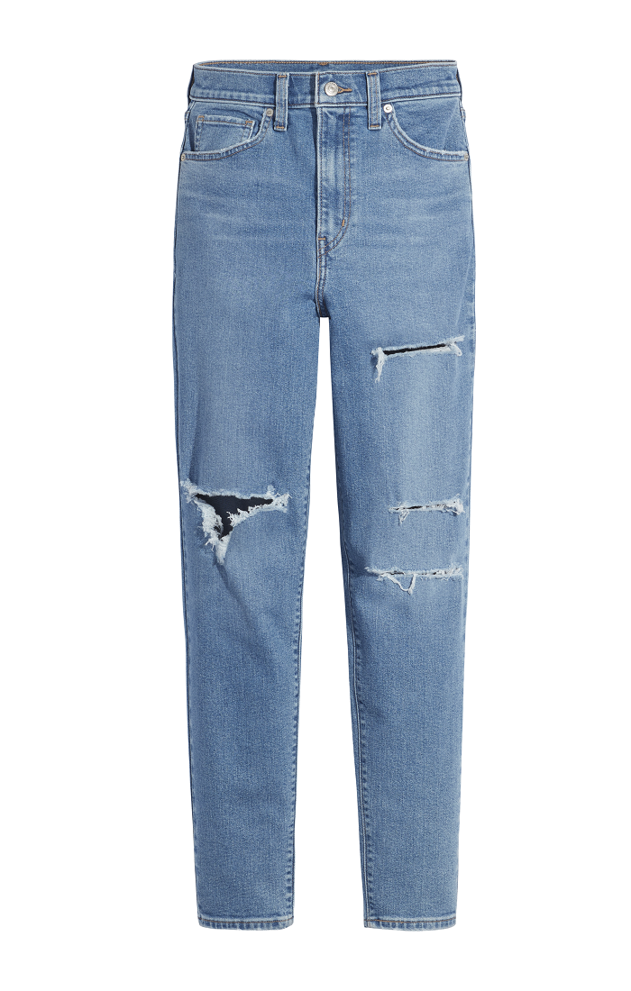 Women's Levi's high waisted mom jeans with holes