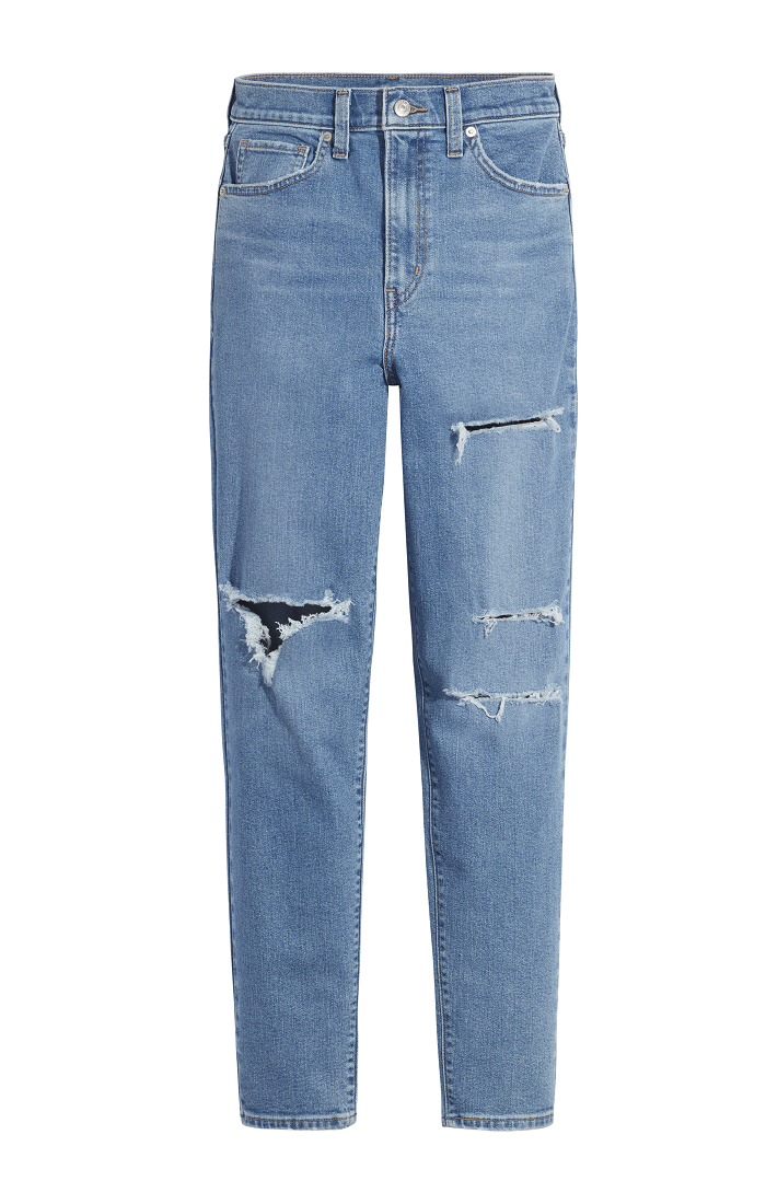 Jeans Levi's mom taille haute avec trous pour femmes